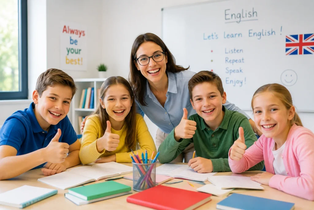 niños felices aprendiendo ingles en palma